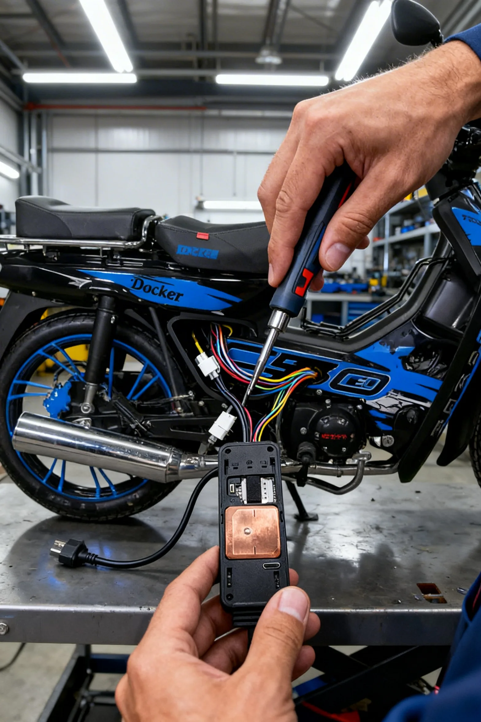 جهاز تتبع الدراجات النارية 4G GPS Trackerالاحترافي 🏍️ 🛡️ حماية كاملة 100% وتحكم عن بعد بلمسة واحدة 📲 ⚡ السرعة، الدقة، والأمان مع 212 Technique ⚡