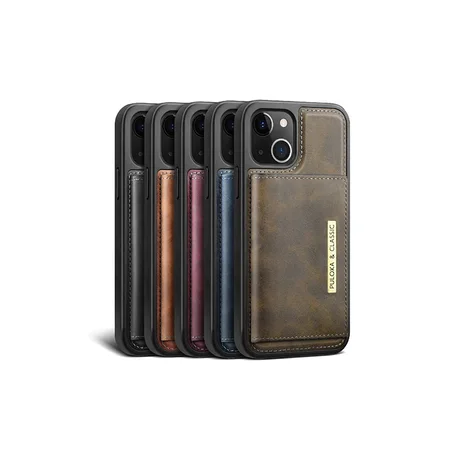 Coque magnétique avec portefeuille détachable en cuir