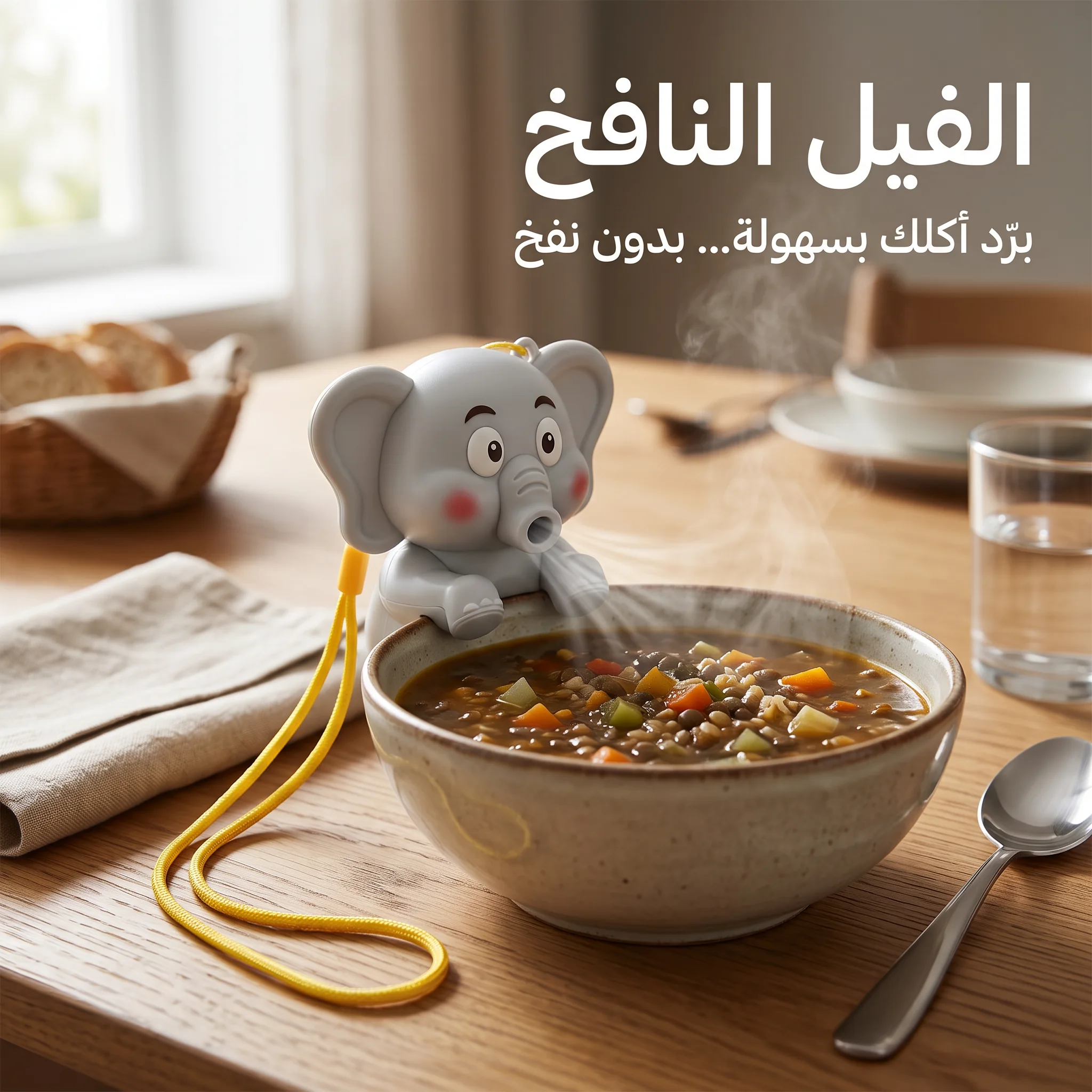 🐘 مروحة الفيل الذكية لتبريد طعام الأطفال والشوربة