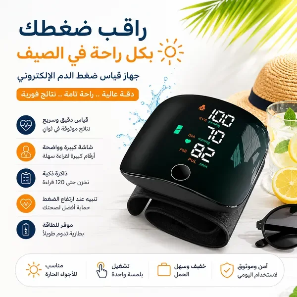 جهاز قياس ضغط الدم للمعصم مع نطق صوتي – ضمان 3 سنوات