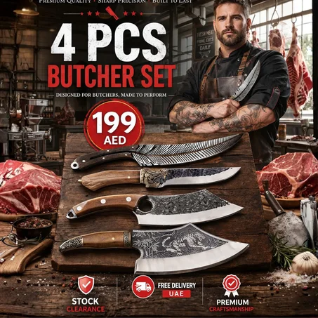 4pcs Feather butcher knife set