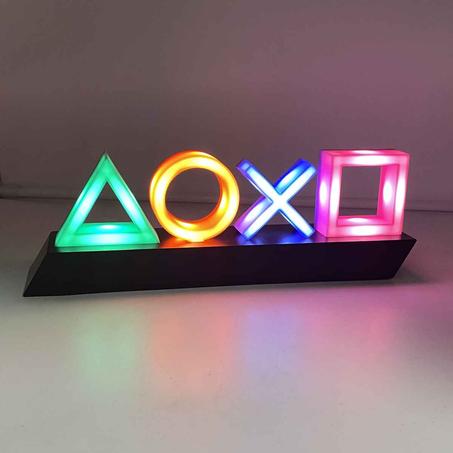 لينجي مصباح ايكون بلاي ستيشن ضوء نيون LED أيقونة التحكم الصوتي لالعاب الفيديو مع 3 اوضاع اضاءة مفتاح يعمل بمنفذ USB لغرفة الالعاب كهف الرجل المعيش ديكور جمالي متعدد الألوان