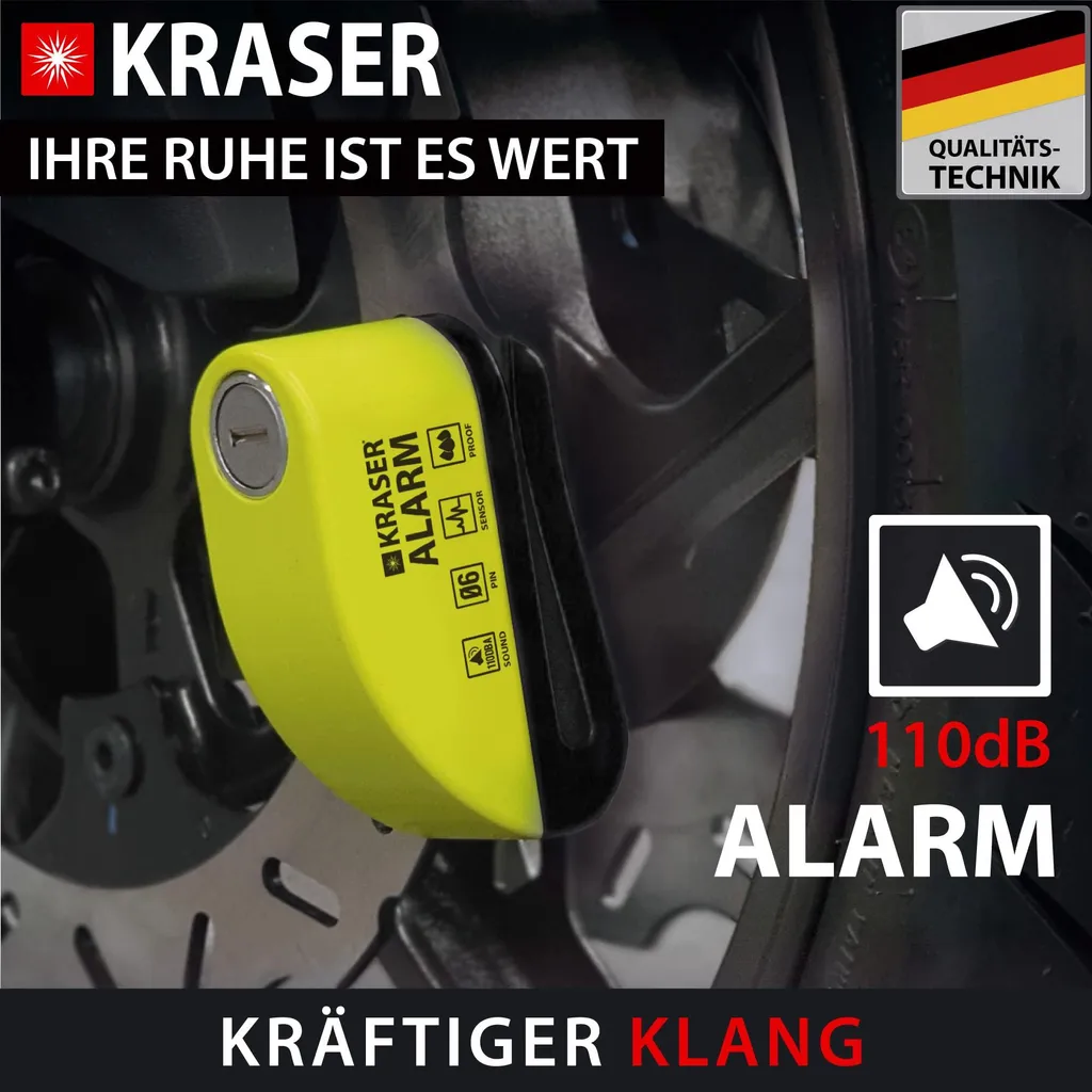 KRASER KR6Y Antivol de disque de frein avec alarme 110dB