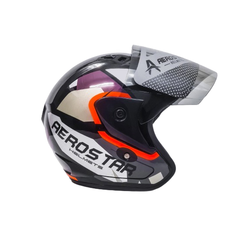 Casque AeroStar Mi-Visage avec Visière - Orange Fluorescent