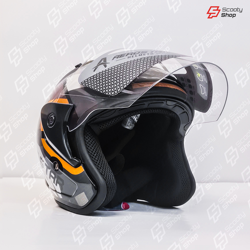 Casque AeroStar Mi-Visage avec Visière - Orange