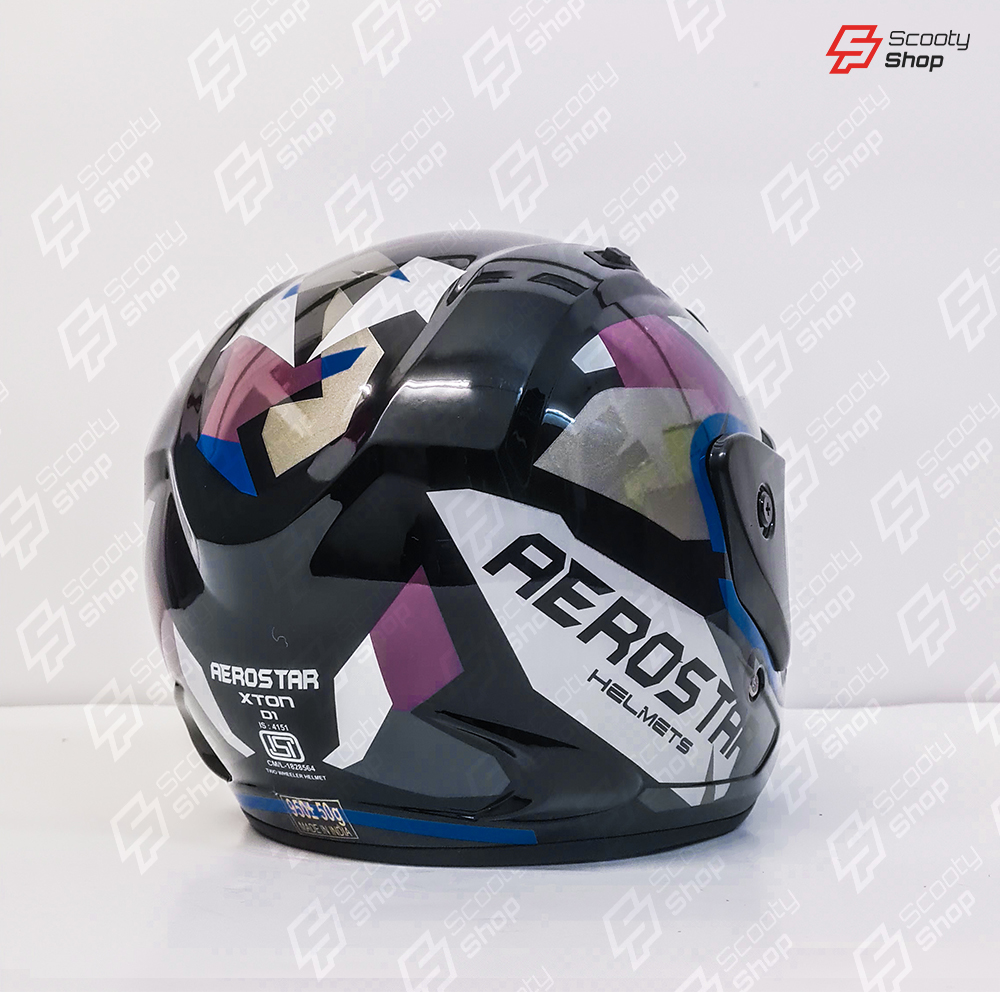 Casque AeroStar Mi-Visage avec Visière - Bleu