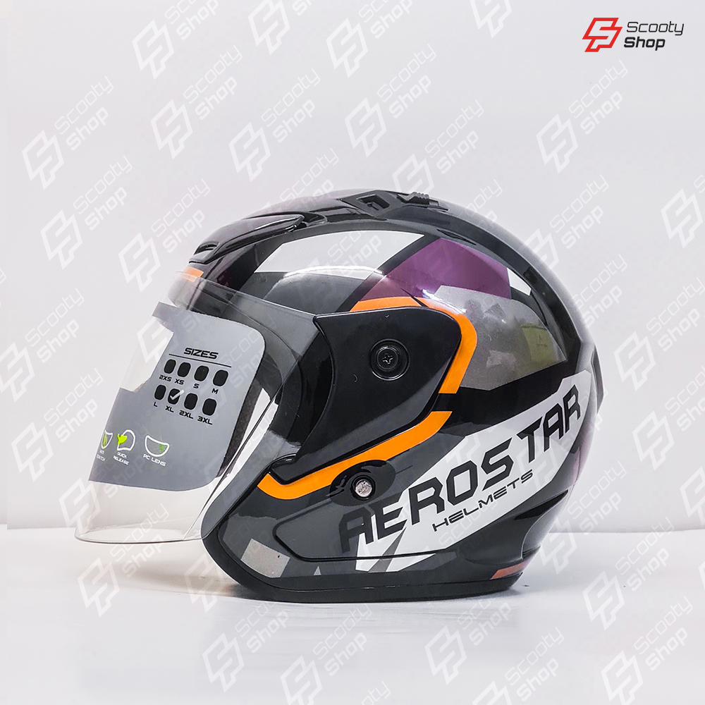 Casque AeroStar Mi-Visage avec Visière - Orange