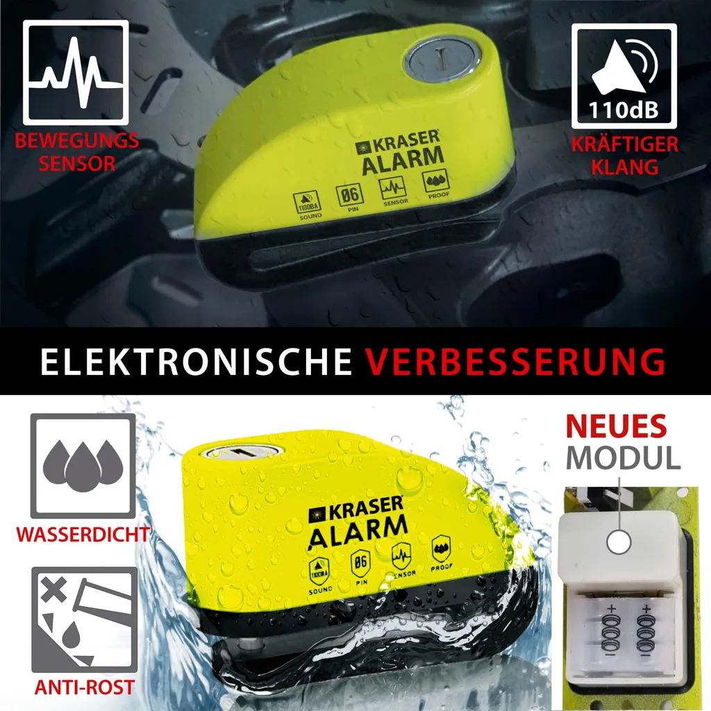 KRASER KR6Y Antivol de disque de frein avec alarme 110dB