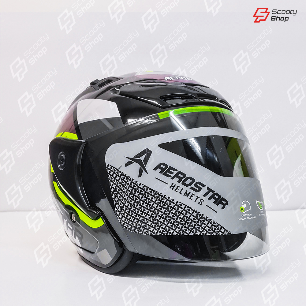 Casque AeroStar Mi-Visage avec Visière - Vert