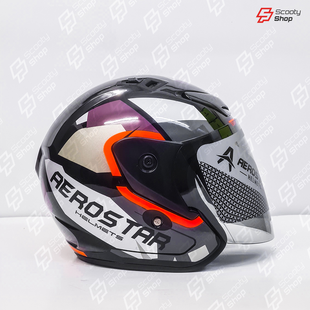 Casque AeroStar Mi-Visage avec Visière - Orange Fluorescent