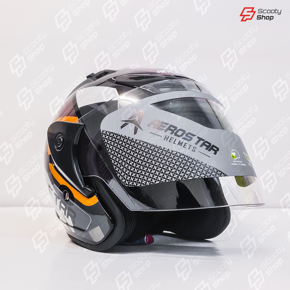 Casque AeroStar Mi-Visage avec Visière - Orange