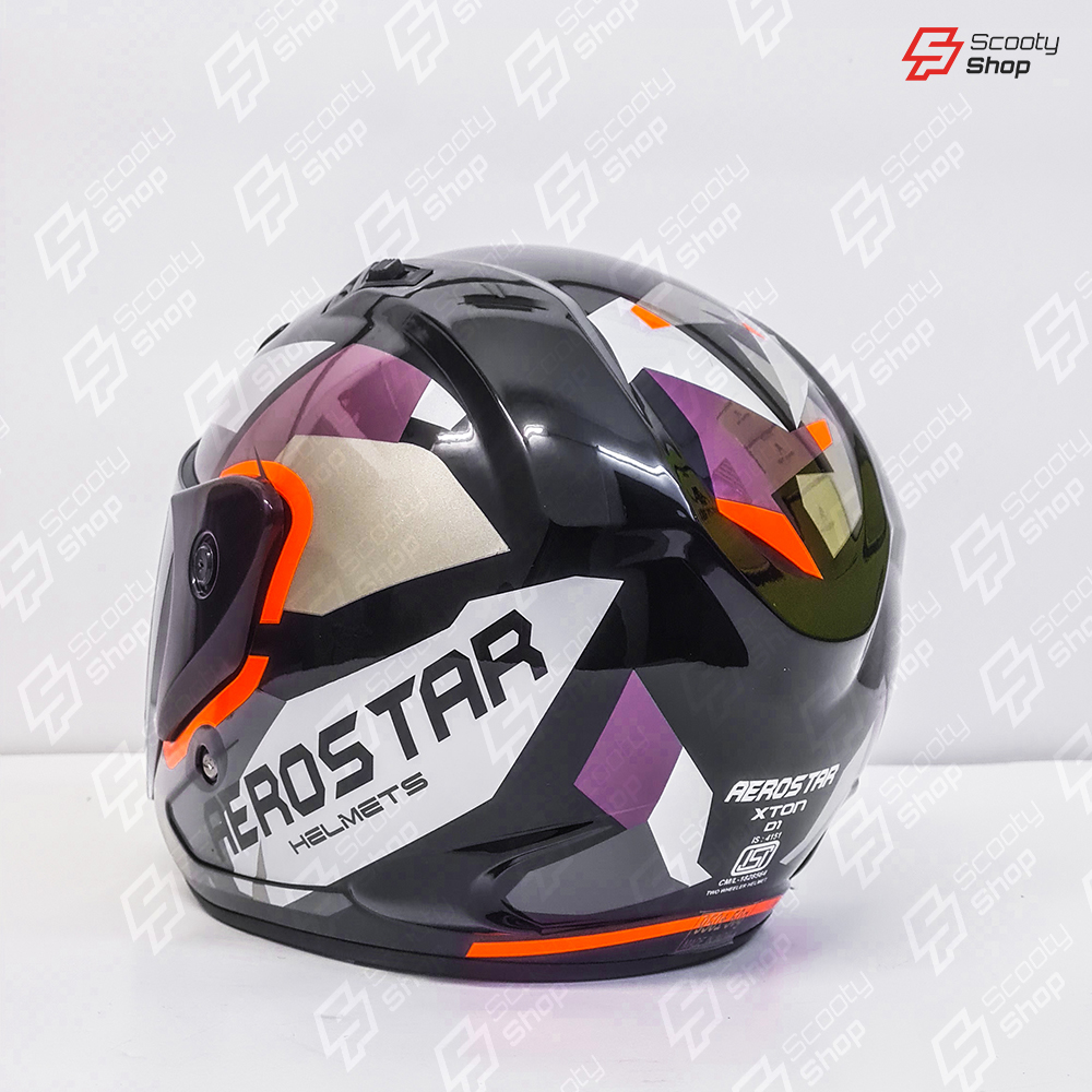 Casque AeroStar Mi-Visage avec Visière - Orange Fluorescent