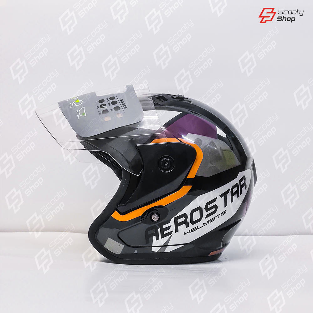 Casque AeroStar Mi-Visage avec Visière - Orange