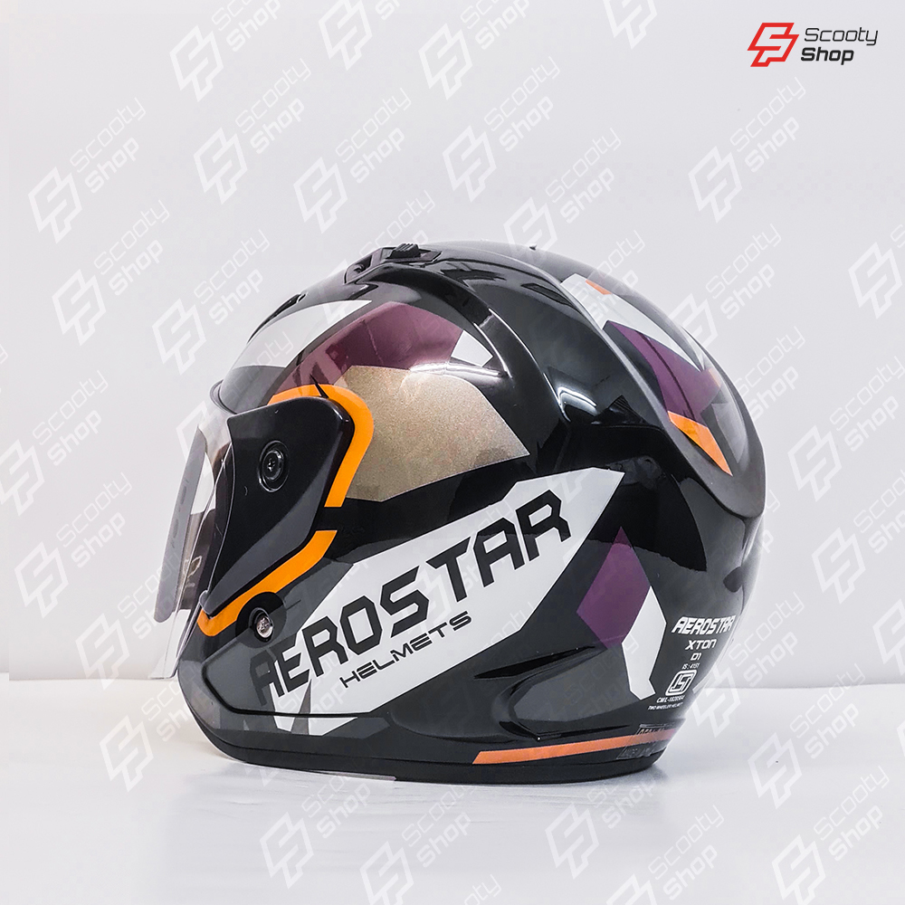 Casque AeroStar Mi-Visage avec Visière - Orange