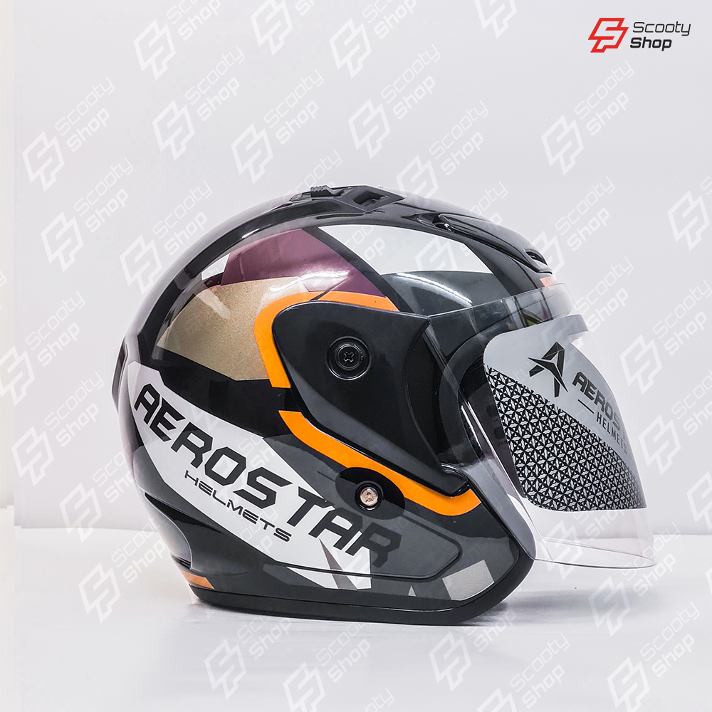 Casque AeroStar Mi-Visage avec Visière - Orange
