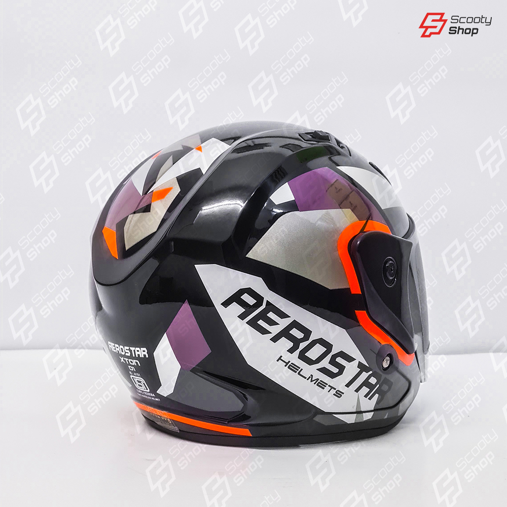Casque AeroStar Mi-Visage avec Visière - Orange Fluorescent