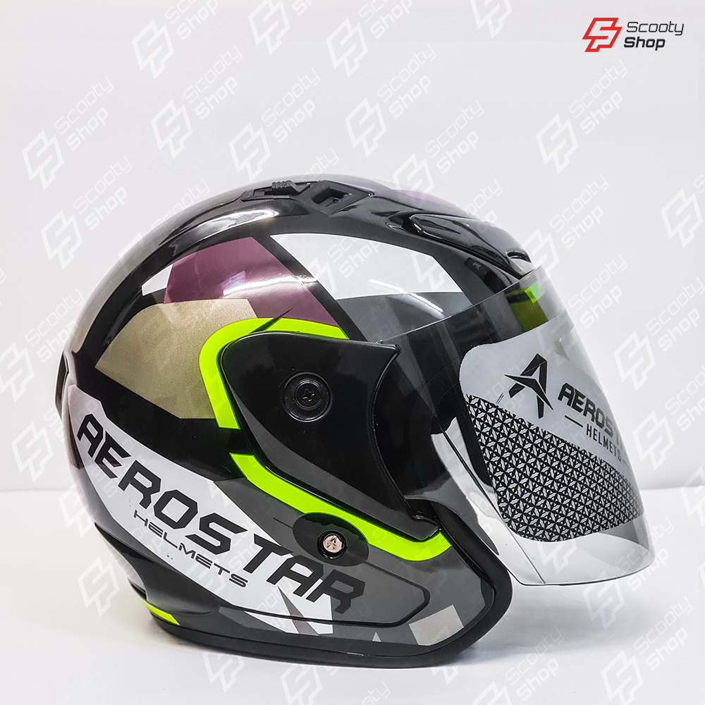 Casque AeroStar Mi-Visage avec Visière - Vert