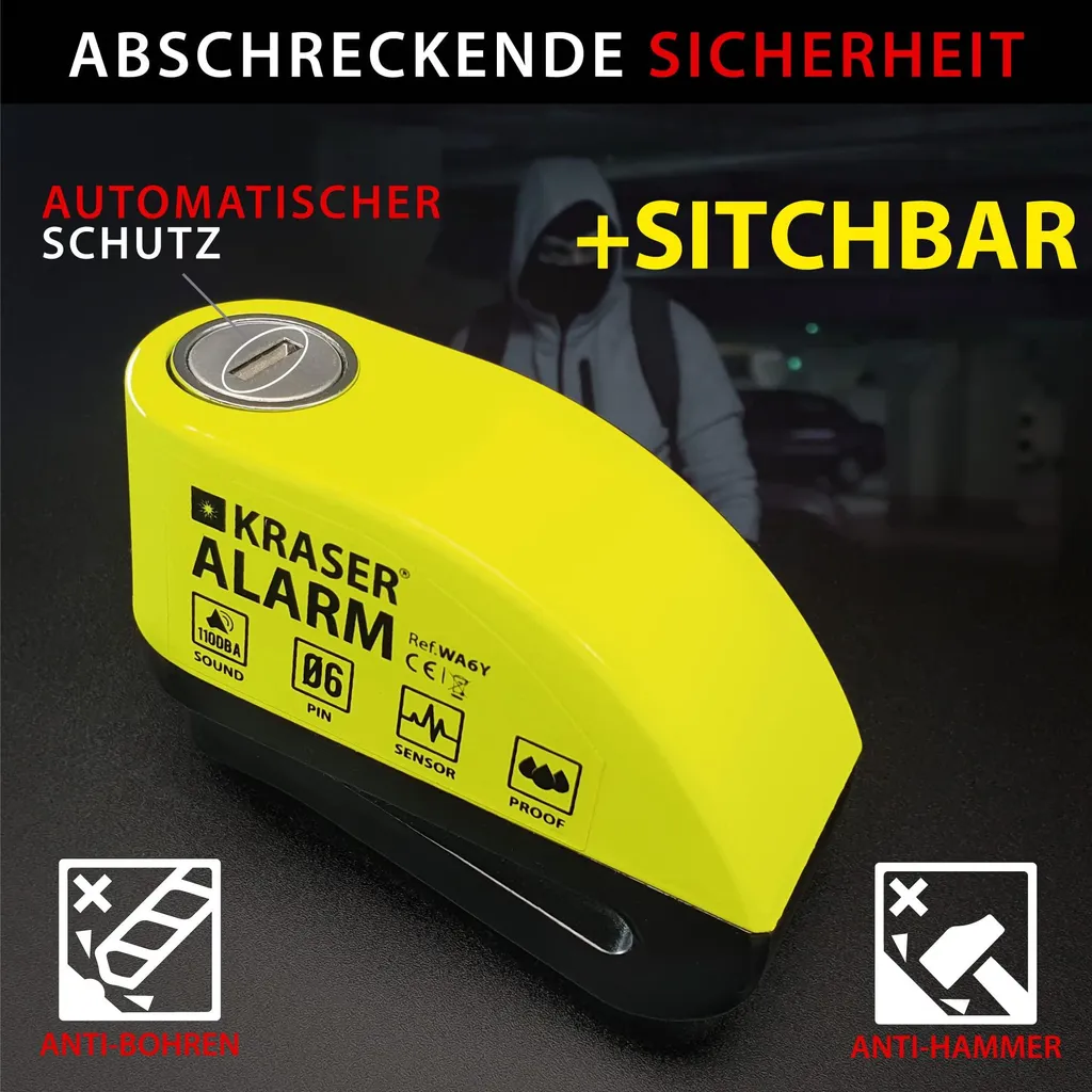 KRASER KR6Y Antivol de disque de frein avec alarme 110dB