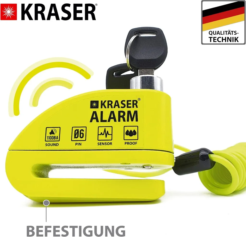 KRASER KR6Y Antivol de disque de frein avec alarme 110dB