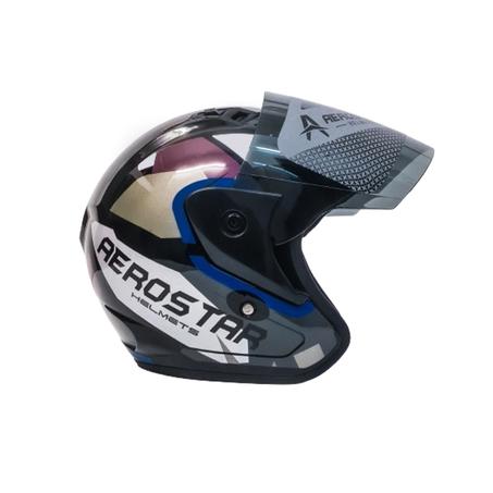 Casque AeroStar Mi-Visage avec Visière - Bleu