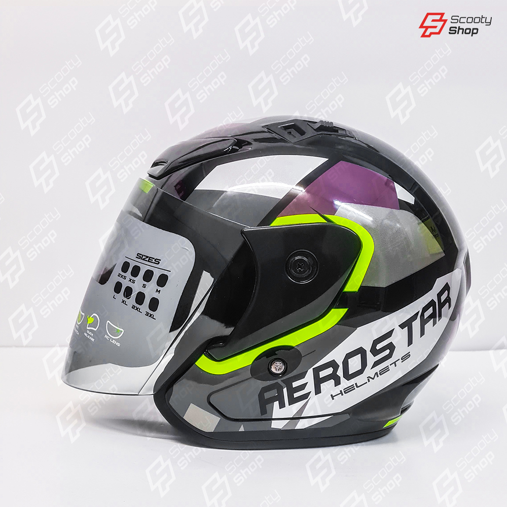 Casque AeroStar Mi-Visage avec Visière - Vert