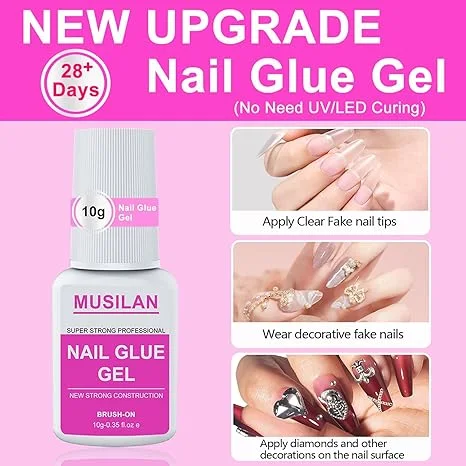 New Upgrade Nail Glue and Glue Remover Kit هو طقم متكامل يوفر غراء أظافر قوي جدًا إلى جانب مزيل مخصص لإزالة الأظافر بسهولة وأمان.