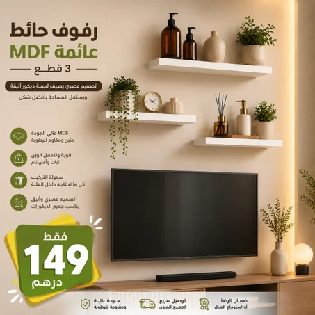 3 رفوف حائطية عصرية