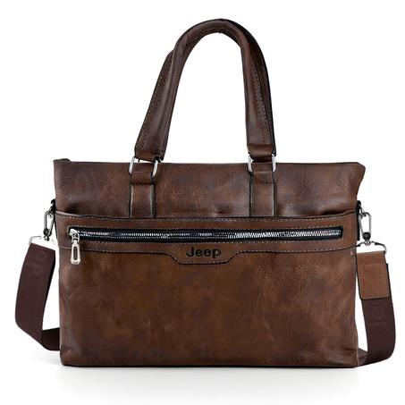 حقيبة رجالية أنيقة من الجلد الصناعي – Jeep لون بني داكن