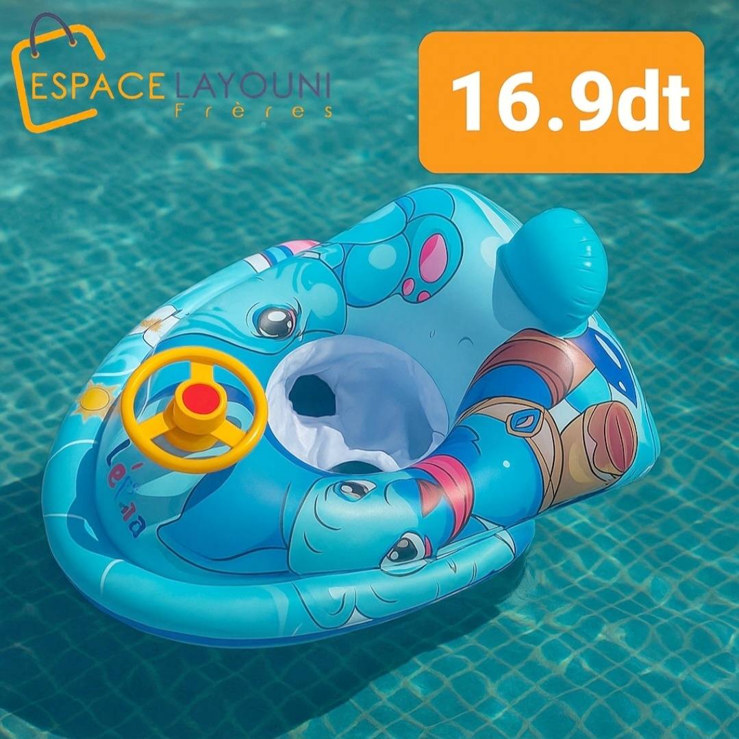 Bouée Bébé avec Volant – Modèles Bateau Dauphin & Éléphant 🐘🐬