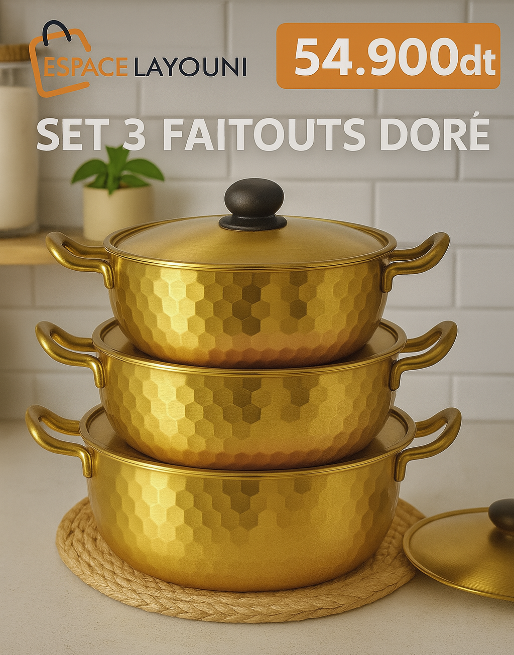 Set 3 Faitouts Dorés Martule