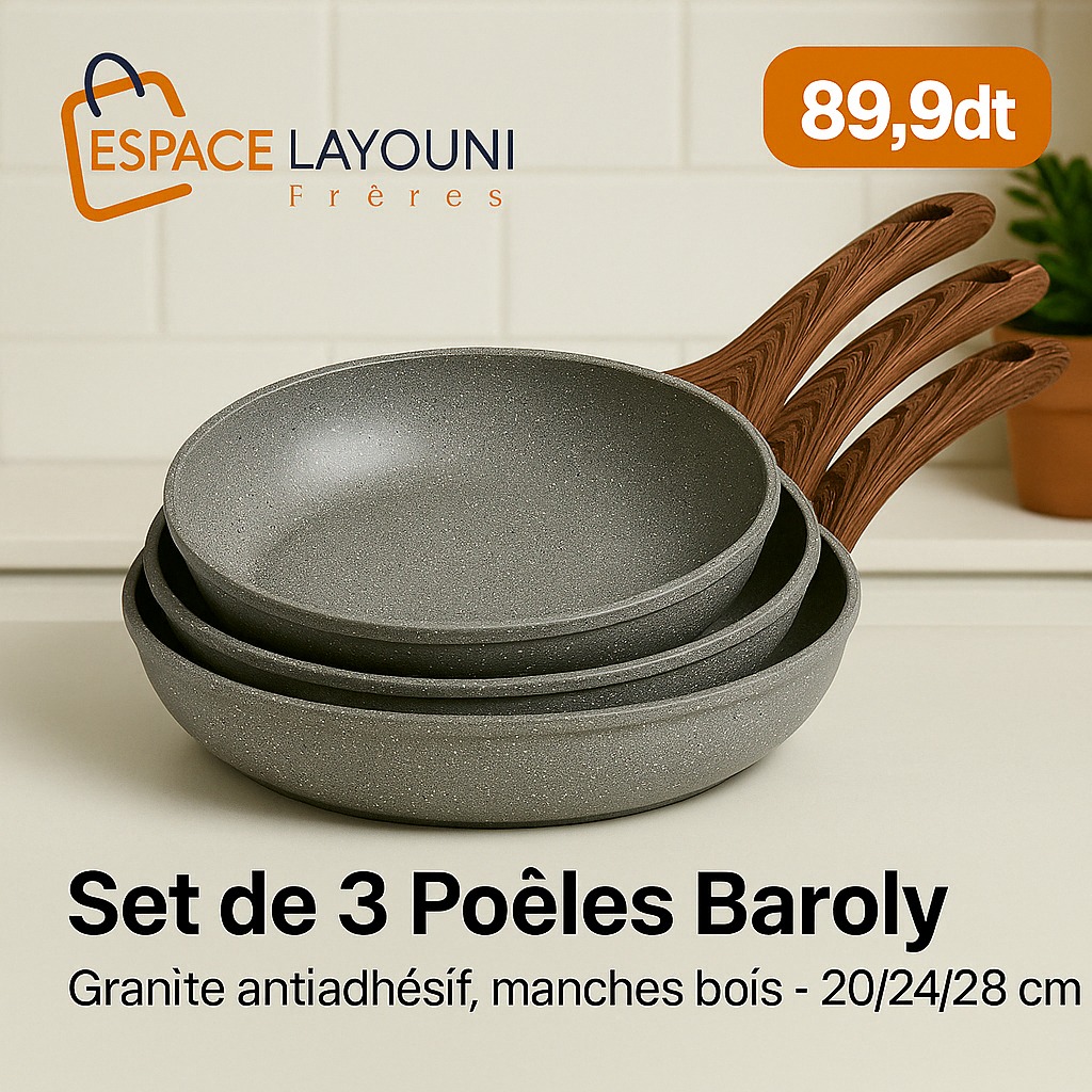 Set 3 Poele En Granite Baroly