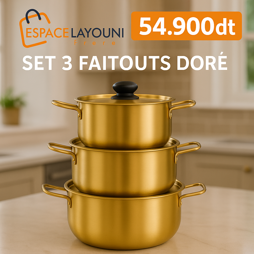🌟 Série de 3 Faitouts en Doré 🌟
