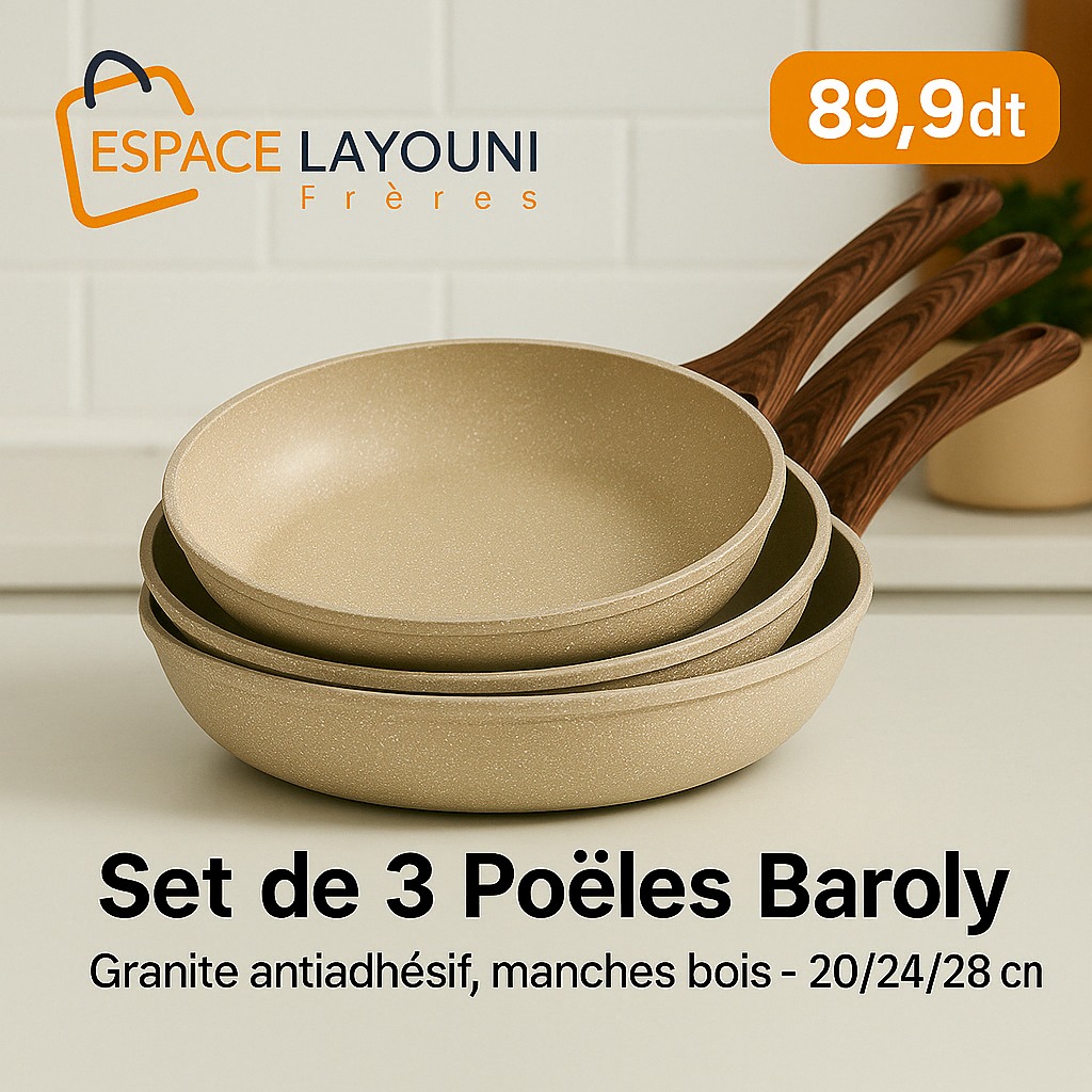 Set 3 Poele En Granite Baroly