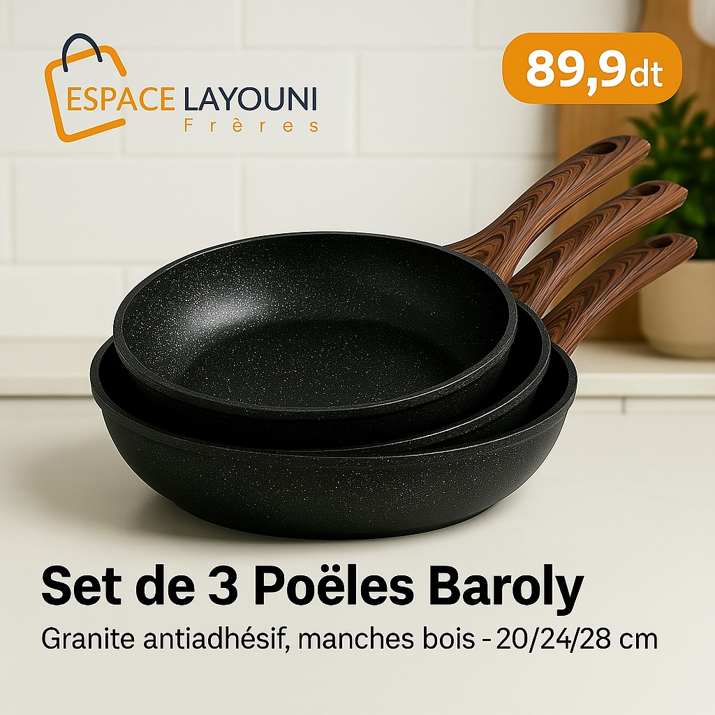 Set 3 Poele En Granite Baroly