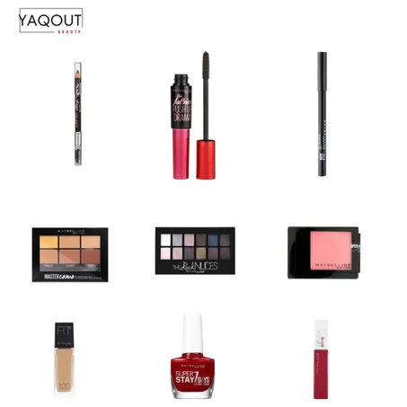 باك يحتوي على تسع قطع من منتجات MAYBELLINE الأصلية