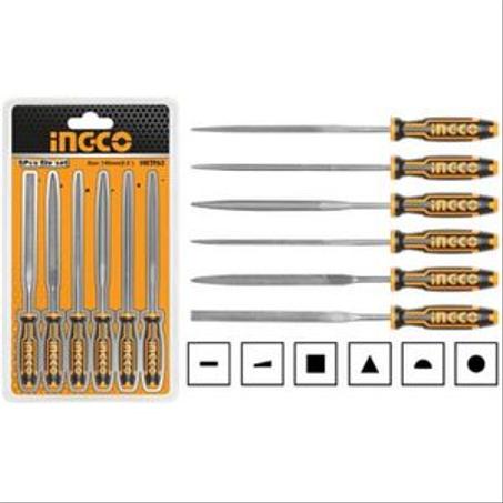 Ingco Set de 6 limes acier 140mm