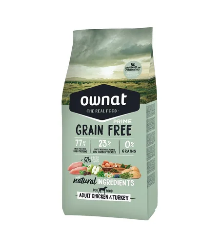 OWNAT GRAIN FREE PRIME ADULT CHICKEN&TURKEY DOG 12KG