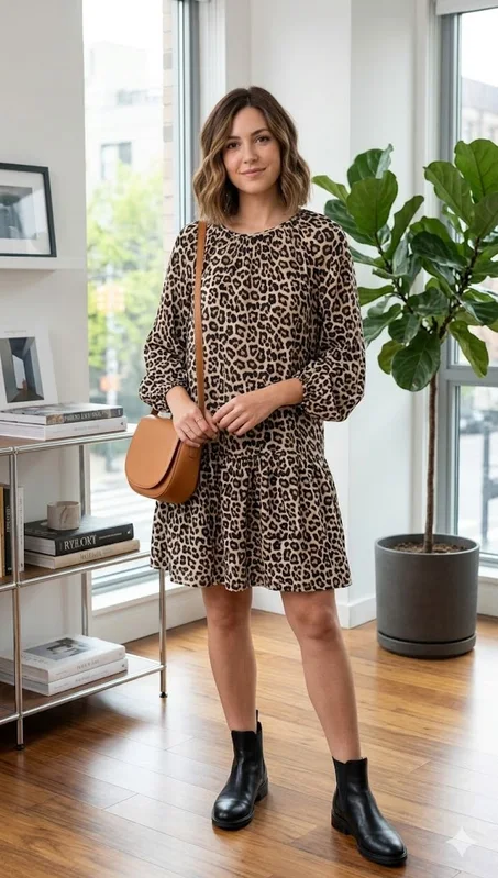 فستان "ليوبارد" عصري بنقشة النمر – إطلالة جريئة وأنيقة 🐆✨