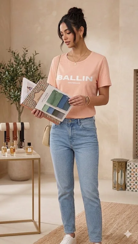 تيشيرت نسائي قطني ناعم - Ballin Amsterdam (وردي فاتح)