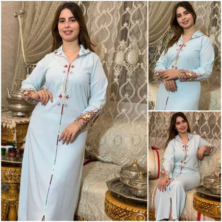 آخر موديل فالجلابة المغربية 2022مخيطة بالطرز و الراندة باليد