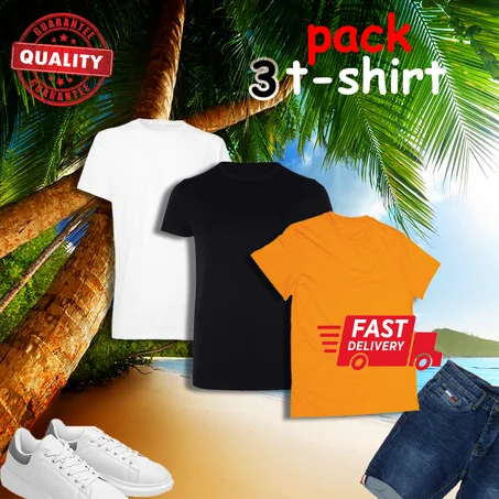 pack 3 t-shirt +التوصيل بالمجان اما الدفع بعد الاستلام