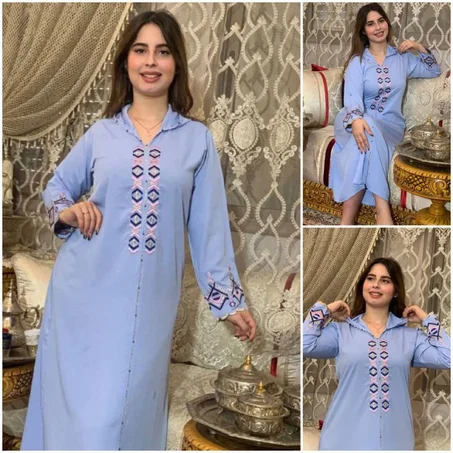 الجلابة المغربية 2022مخدومة بالراندة باليد بالطرز الرباطي منبة بالعقيق