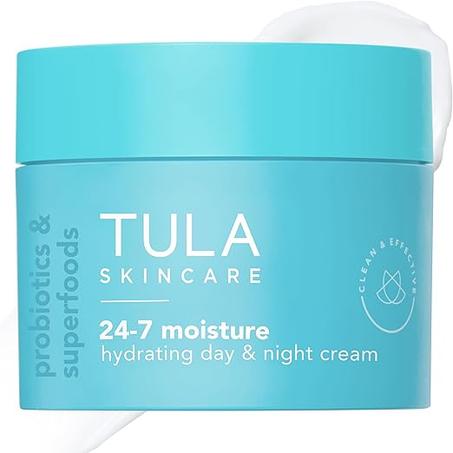 TULA Skin Care 24-7 Crema hidratante de día y noche, hidratante nutritiva para cara, mantiene el equilibrio de la piel y mejora la suavidad de la piel, contiene extracto de sandía y manzana