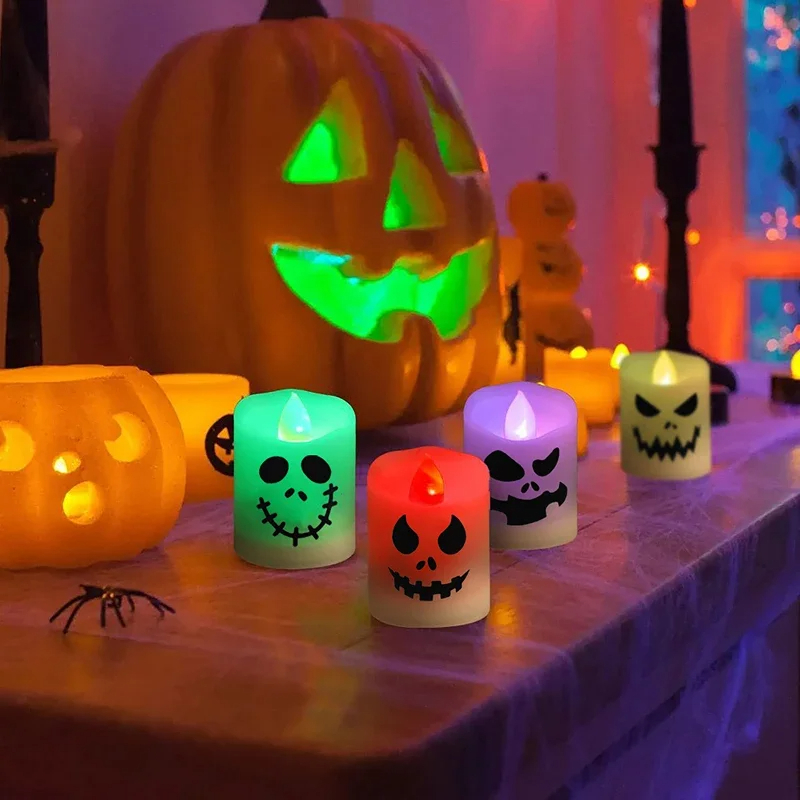 Led Halloween Ghost Pumpkin Candle Decor