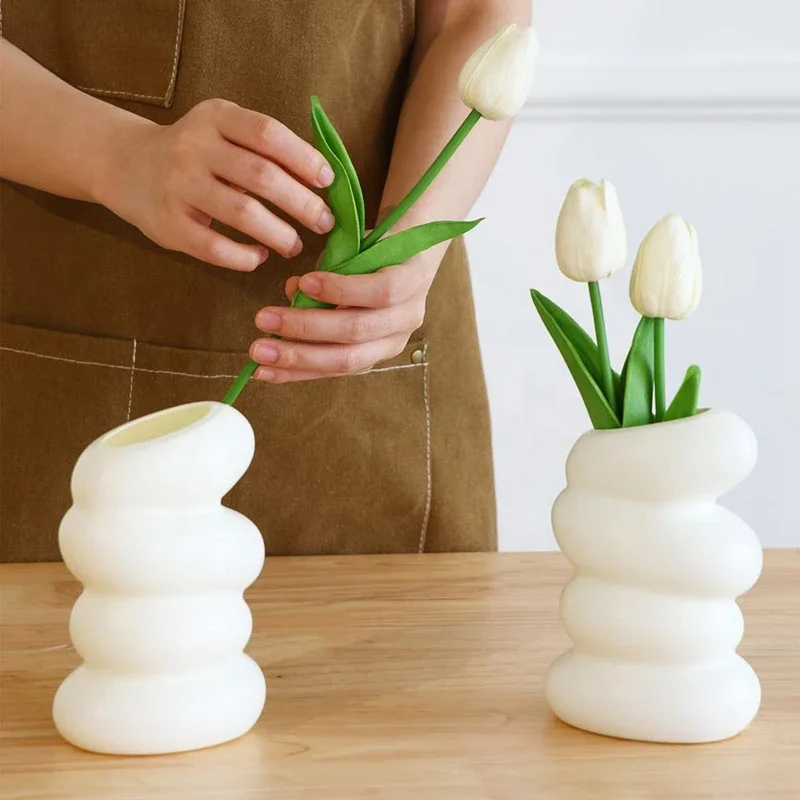 Plastic Spiral White Vase Nordic