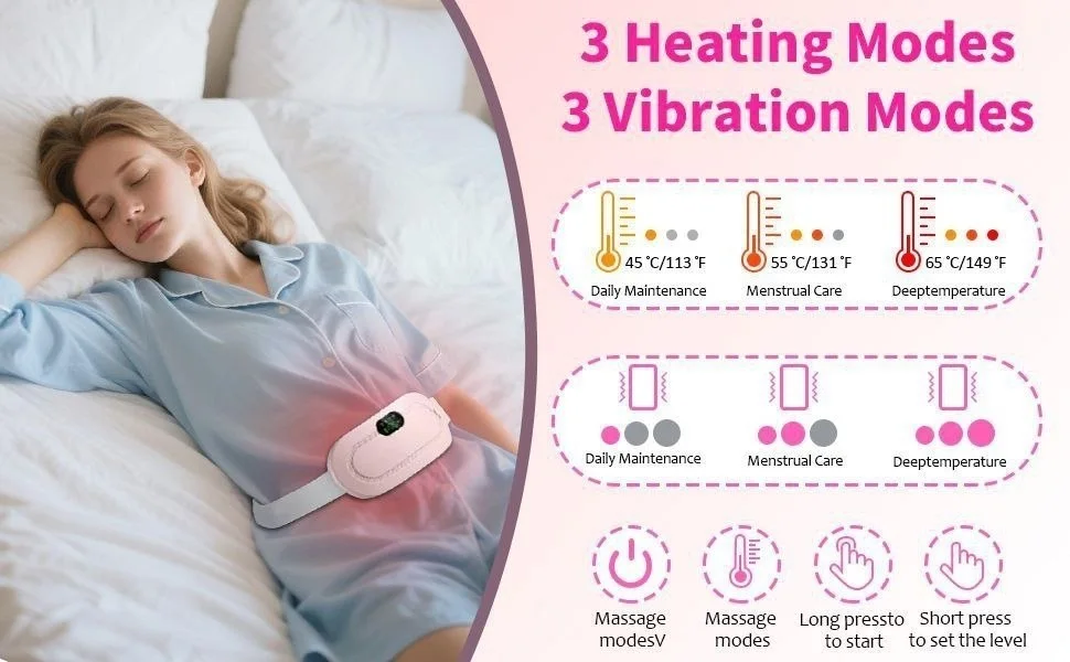 Ceinture Chauffante Menstruelle Rechargeable 🌸 – 3 Niveaux de Chaleur