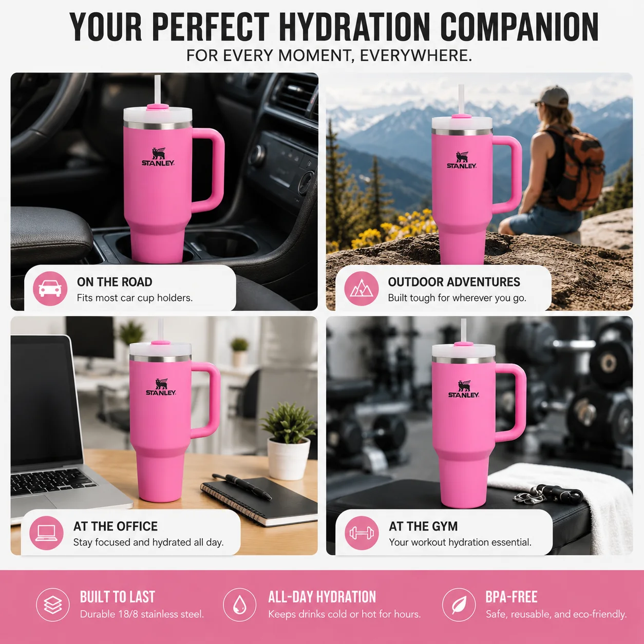 Stanley Quencher H2.0 FlowState™ 1,18 L – L’élégance qui garde vos boissons à la température idéale
