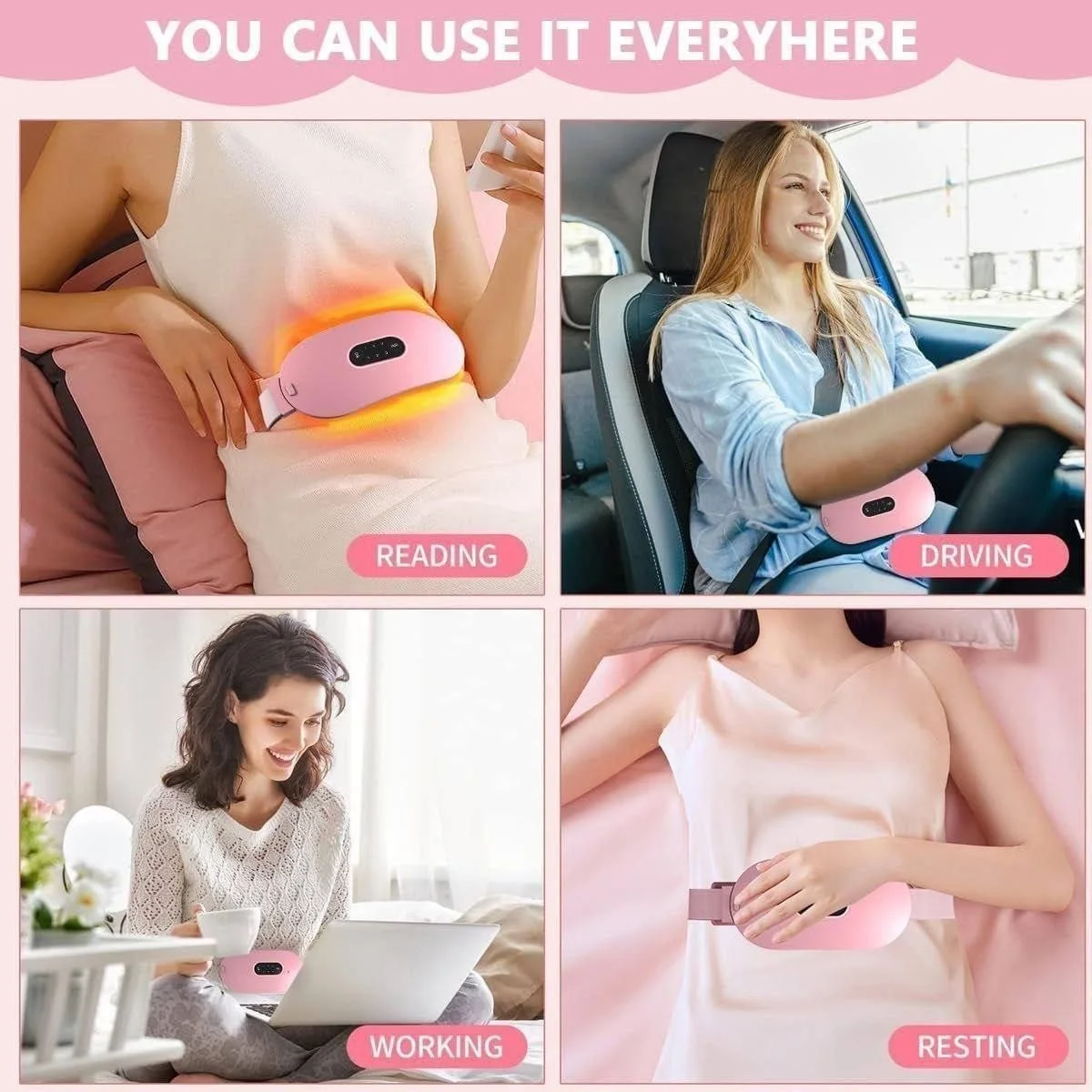 Ceinture Chauffante Menstruelle Rechargeable 🌸 – 3 Niveaux de Chaleur