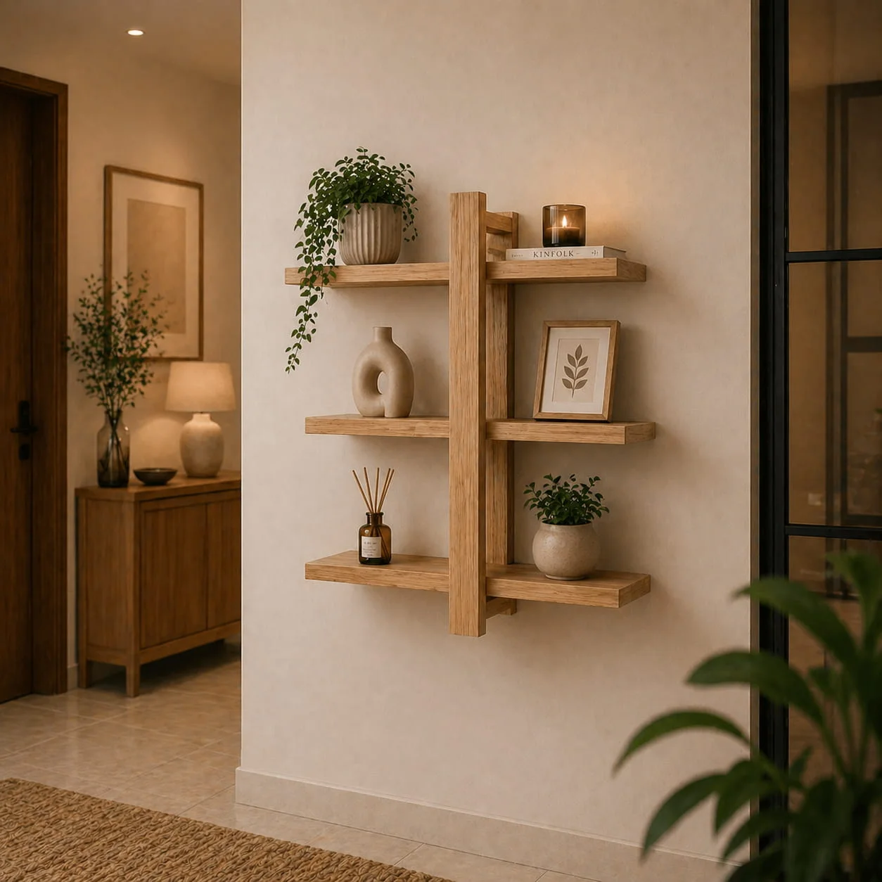 Étagère Murale en Bois – Design Élégant à 3 Niveaux
