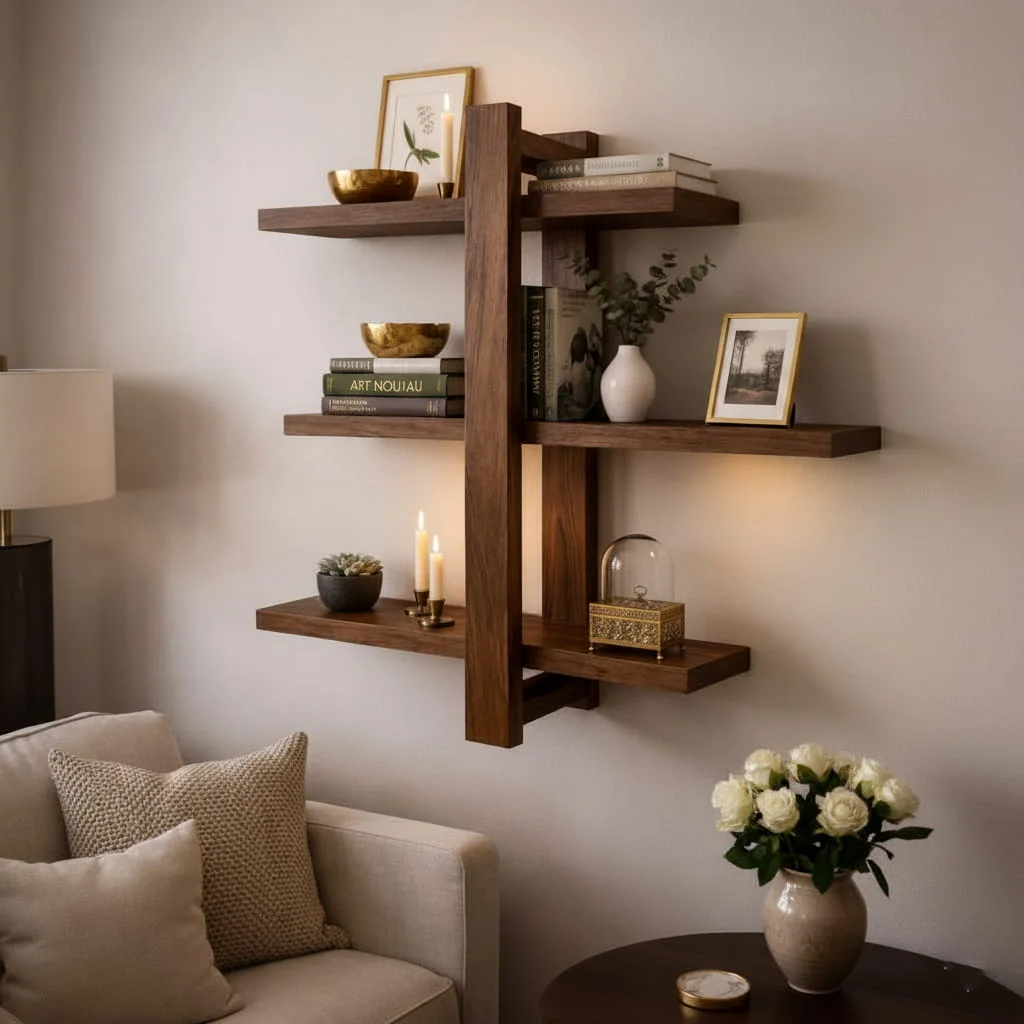 Étagère Murale en Bois – Design Élégant à 3 Niveaux